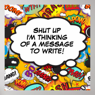 Affiche Votre Message Bulle de réflexion Amusant Livre de