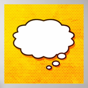 Affiche Votre message Pensez Bubble amusant Retro Comic Bo