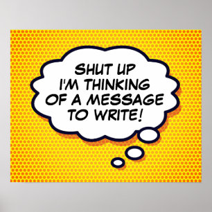 Affiche Votre message Pensez Buble Amusant Rétro Comic Boo