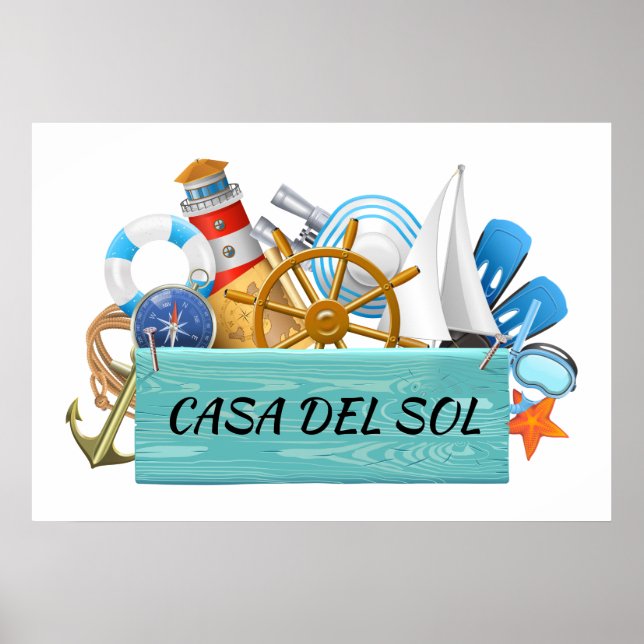 Affiche Votre Nautique - Panneau Maison de Plage (Devant)