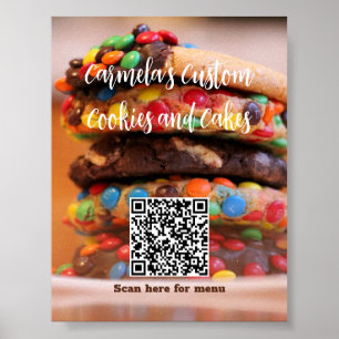 Affiche Votre nom d'entreprise Texte avec menu Code QR Pho