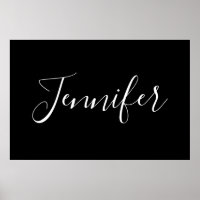 Votre nom | Élégant script blanc sur noir