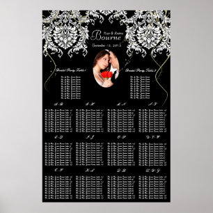Affiche Votre photo Carte de siège en or noir & blanc Dama