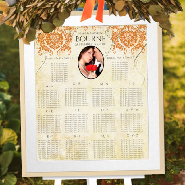 Affiche Votre photo Coral Damask Gold Seing Chart (Créateur téléchargé)