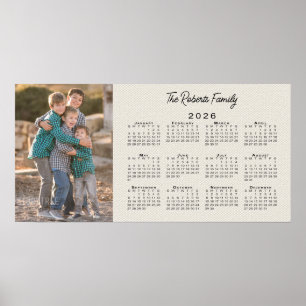 Affiche Votre photo et nom 2026 Calendrier Faux Canvas