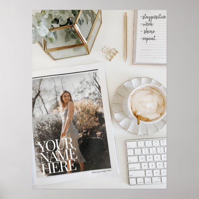 Affiche Votre photo sur Magazine ! Bureau chic personnalis (Devant)
