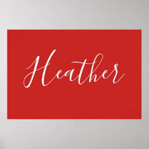 Affiche Votre script blanc personnalisé en rouge