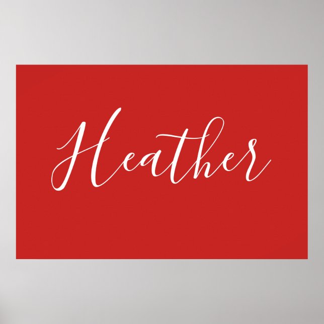 Affiche Votre script blanc personnalisé en rouge (Devant)