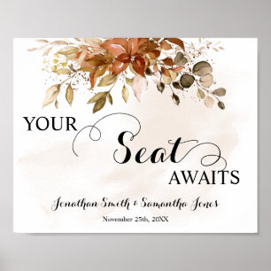 Affiche Votre Siège Attend Automne Automne Mariage Récepti