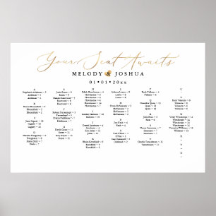 Affiche Votre Siège Attend, CARTE DE SIÈGE, ALPHABÉTIQUE