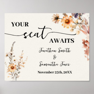 Affiche Votre Siège Attend La Réception De Mariage Fleur s