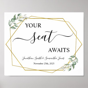 Affiche Votre siège attend votre mariage réception verdure