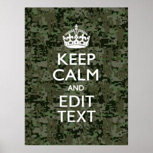 Affiche Votre texte Camouflage numérique Vert olive Conser