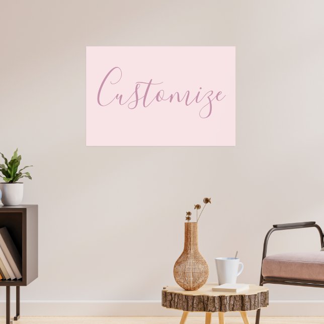 Affiche Votre texte | Élégant Script & Soft Blush Rose (Salon 3)