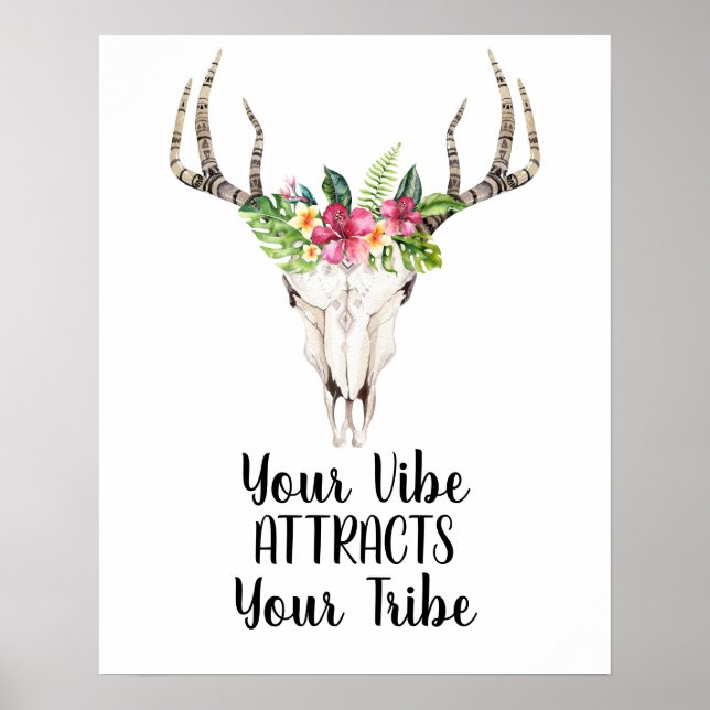 Affiche Votre Vibe Attire Le Crâne Boho (Devant)