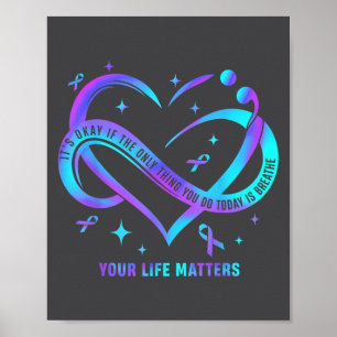 Affiche Votre vie S Prévention du suicide Teal Purple Hear