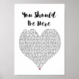 Affiche Vous Devriez Être Ici Chanson De Coeur Lyrique Mur
