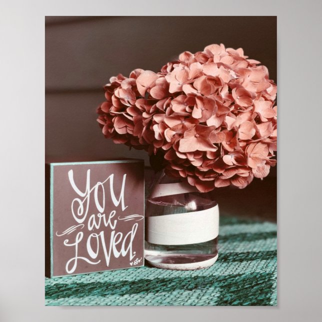 Affiche Vous êtes adoré Fleurs roses Aimer (Devant)
