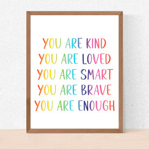 Affiche Vous êtes aimé Affirmations amusantes de la nurser
