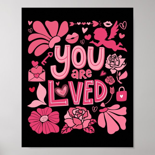 Affiche Vous êtes aimé Boho Saint-Valentin Floral Fête des (Devant)