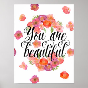 Affiche Vous êtes Belle aquarelle Floral