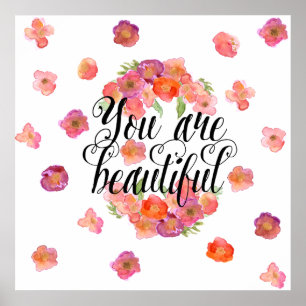 Affiche Vous êtes Belle aquarelle Floral