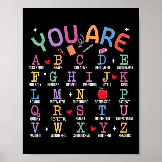 Affiche Vous êtes des lettres Alphabet Apprendre Abcs Insp (Devant)
