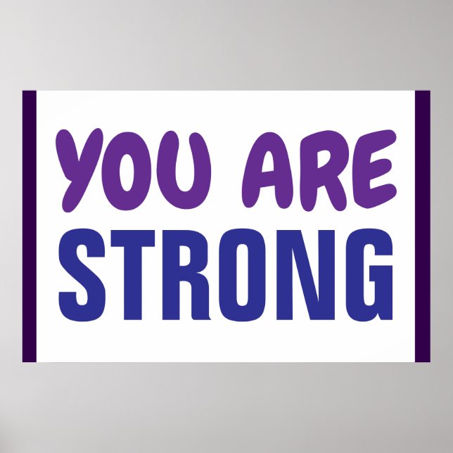 Affiche Vous êtes Forte Violet Bleu Persist Encourageur (Devant)