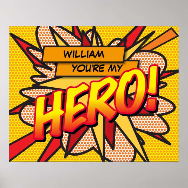 Affiche Vous êtes mon HERO Fun Retro Comic Book Pop Art (Devant)