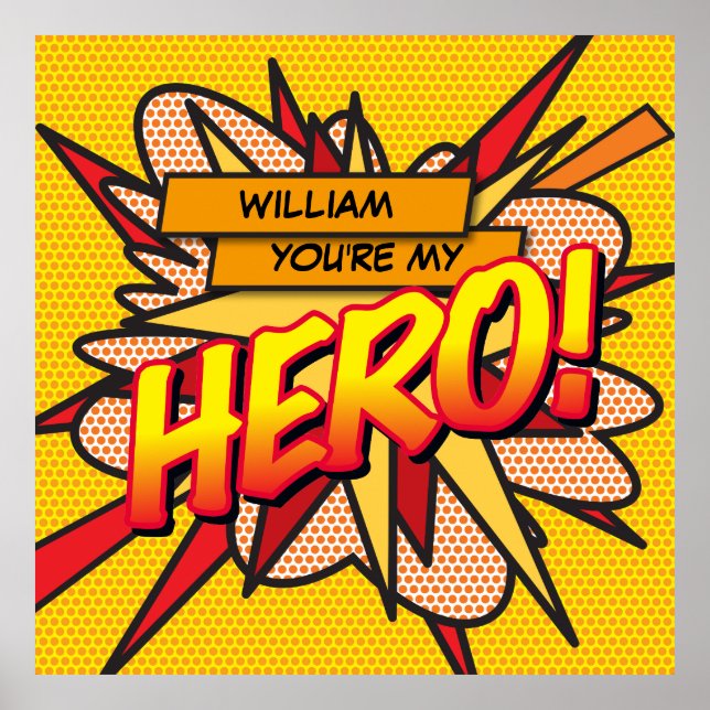 Affiche Vous êtes mon HERO Fun Retro Comic Book Pop Art (Devant)