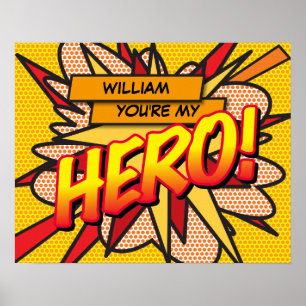 Affiche Vous êtes mon HÉROS Bande dessinée rétro Fun Pop A