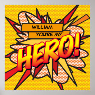 Affiche Vous êtes mon HÉROS Bande dessinée rétro Fun Pop A