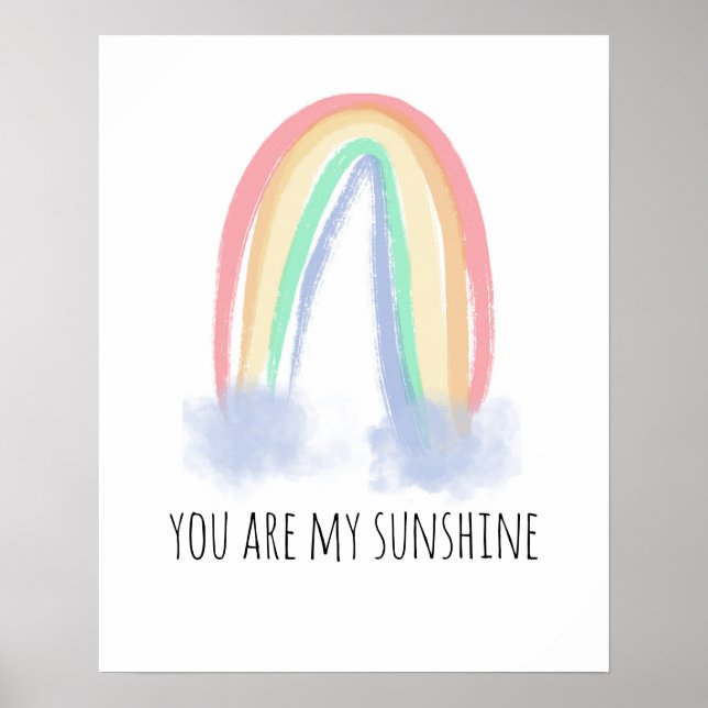 Affiche Vous êtes mon soleil arc-en-ciel peint à l'aquarel (Devant)