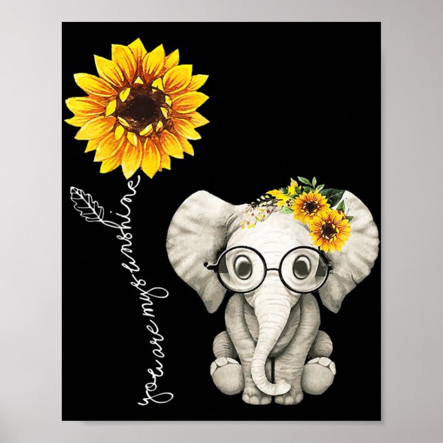 Affiche Vous Êtes Mon Sunshine Hippie Sunflower Elephant C (Devant)