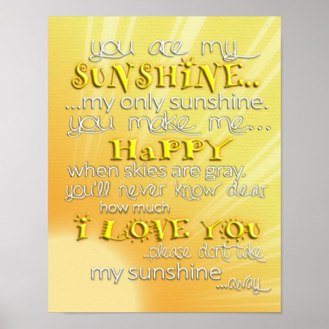 Affiche Vous êtes mon Sunshine Wall Art (Devant)