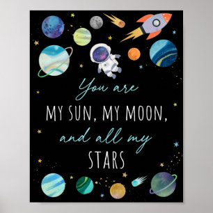 Affiche Vous Êtes My Sun Moon Stars Space Blue & Gold