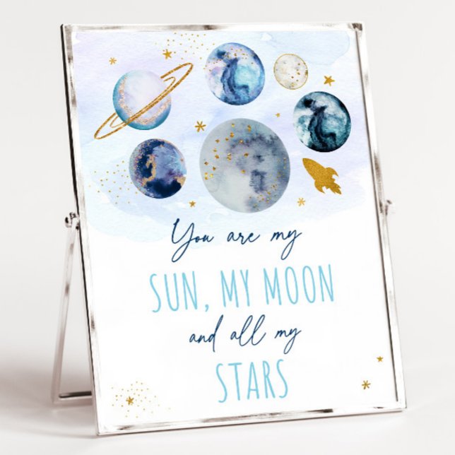 Affiche Vous Êtes My Sun Moon Stars Space Blue & Gold (Créateur téléchargé)