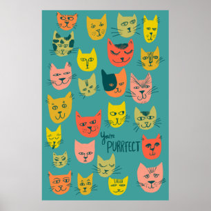 Affiche Vous êtes Purrfect ! Illustration de chats fous co