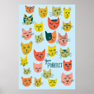 Affiche Vous êtes Purrfect ! Illustration de chats fous co