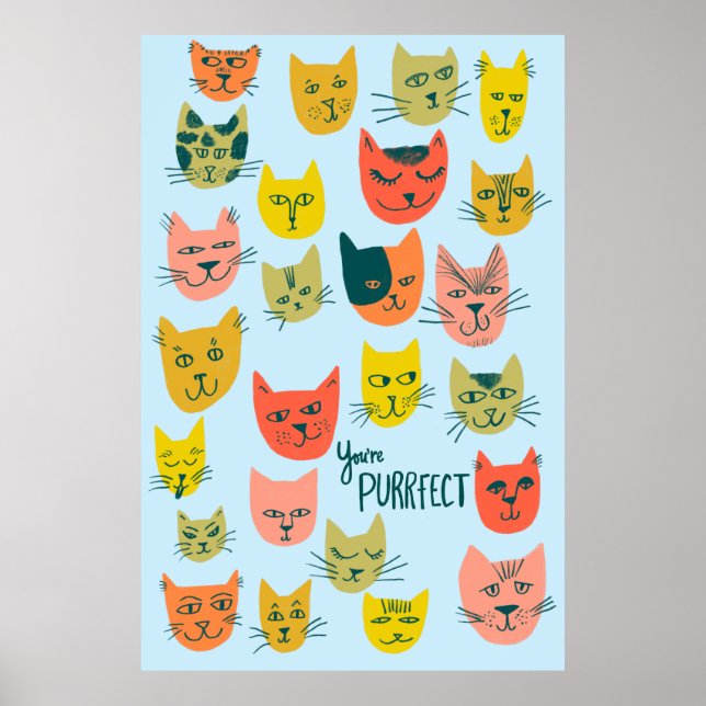Affiche Vous êtes Purrfect ! Illustration de chats fous co (Devant)