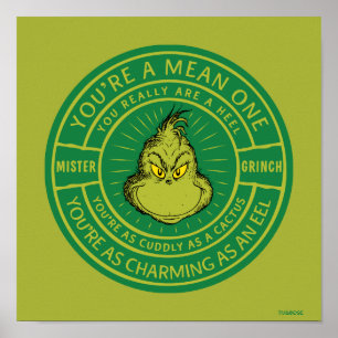 Affiche Vous êtes un badge méchant Monsieur Grinch