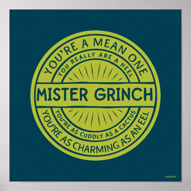 Affiche Vous êtes un méchant Monsieur Grinch Citation (Devant)