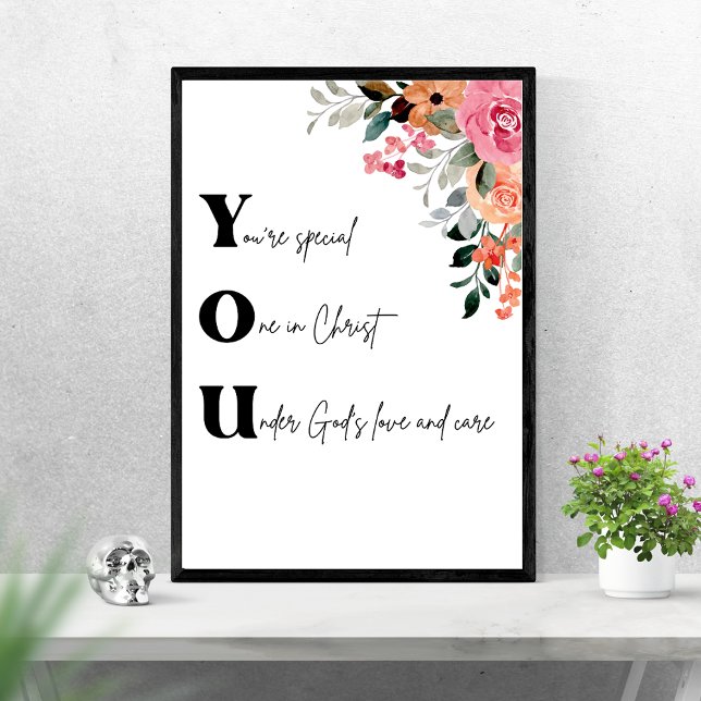 Affiche Vous êtes une aquarelle florale chrétienne spécial (Créateur téléchargé)