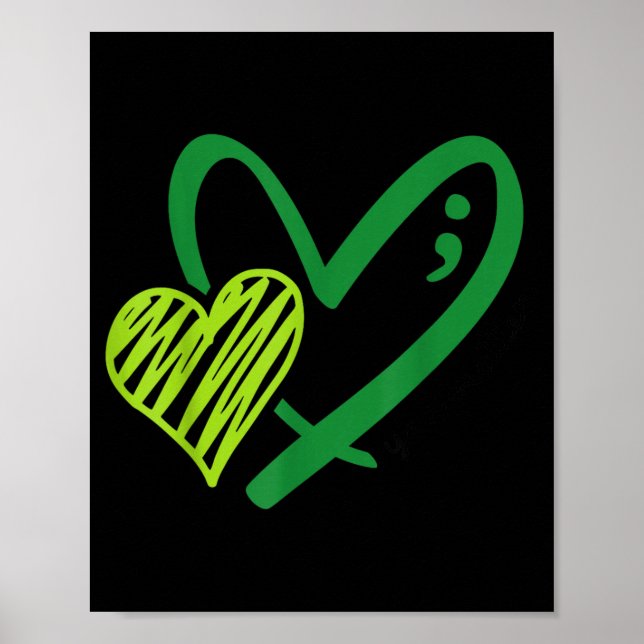 Affiche Vous Green Heart Point-virgule Sensibilisation à l (Devant)