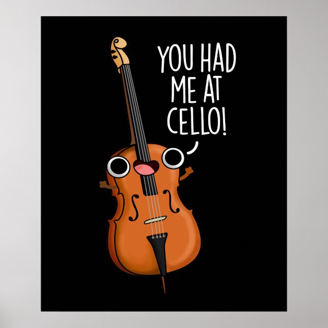 Affiche Vous M'Avez Eu Au Cello Funny Music Pun Dark BG (Devant)
