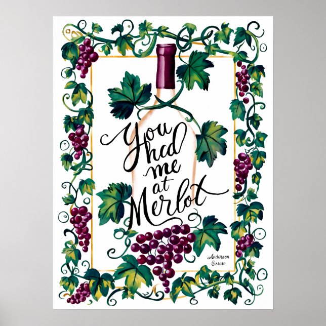 Affiche Vous M'Avez Eu Chez Merlot Red Wine Lover Custom (Devant)