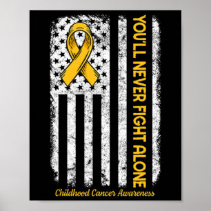 Affiche Vous ne combattrez jamais seul drapeau Cancer de l