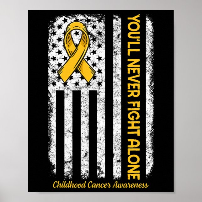 Affiche Vous ne combattrez jamais seul drapeau Cancer de l (Devant)