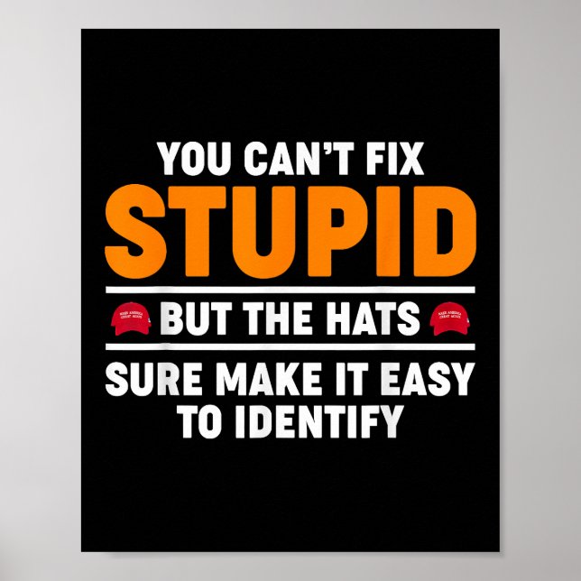 Affiche Vous ne pouvez pas réparer stupide mais les chapea (Devant)