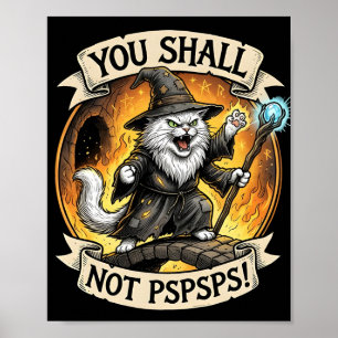 Affiche Vous ne PSPSPS drôle Magicien Chat Fantaisie
